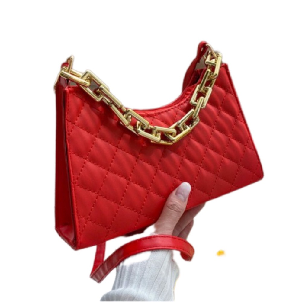 Faux Leather Chain Strap Crossbody Bag